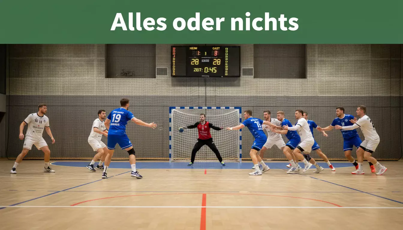 Handball-Mannschaft spielt mit leerem Tor und sieben Feldspielern