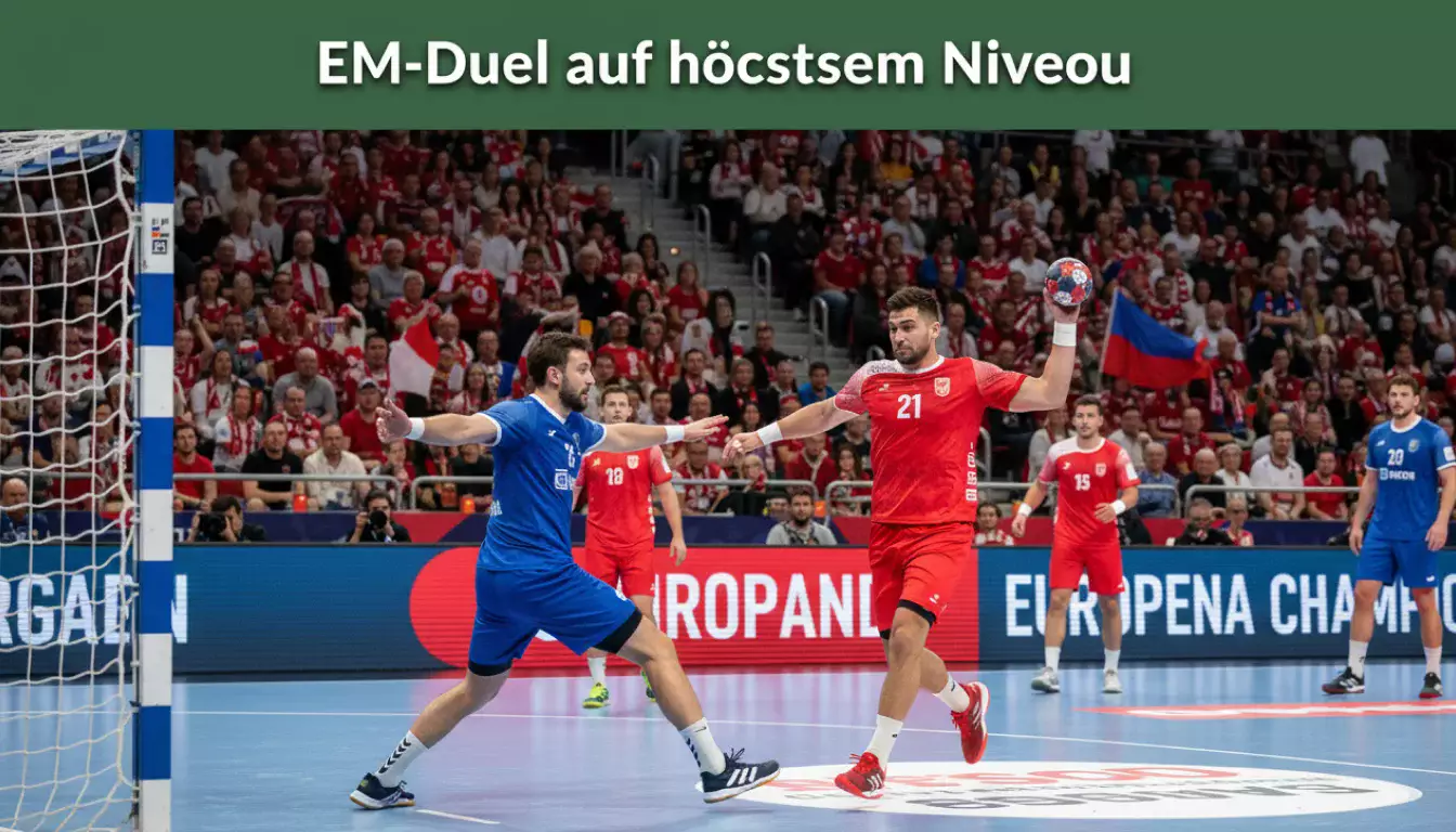 Zwei Handball-Nationalmannschaften im Zweikampf bei der EM