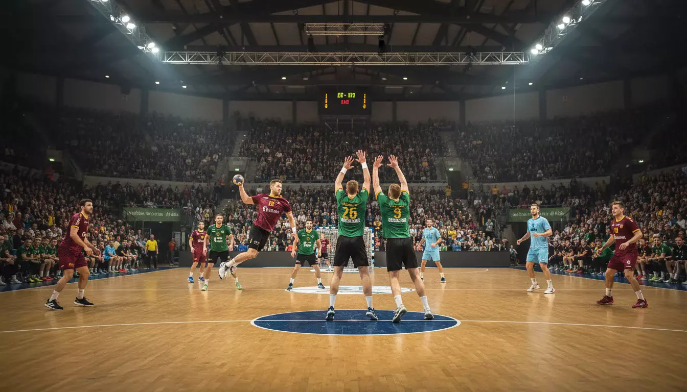 Mehrere Handballspiele gleichzeitig – Spielszenen aus der Halle