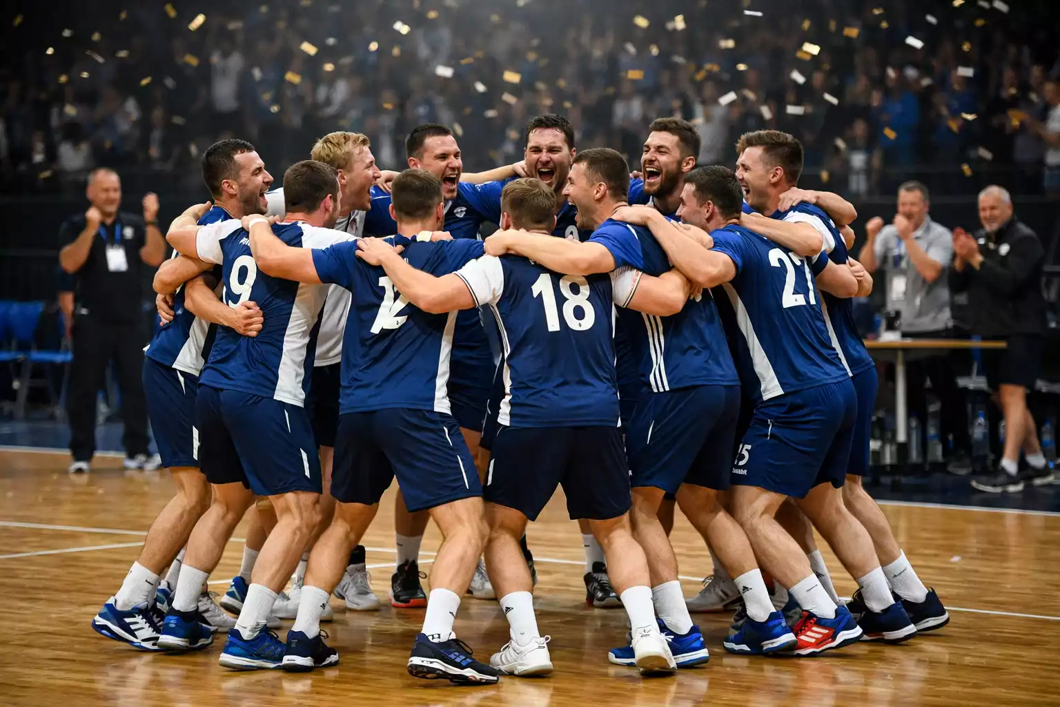 THW Kiel Mannschaft feiert einen Sieg